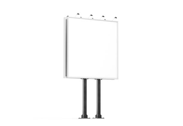 istock Blank white banner mockup on city square billboard, side view 833280772