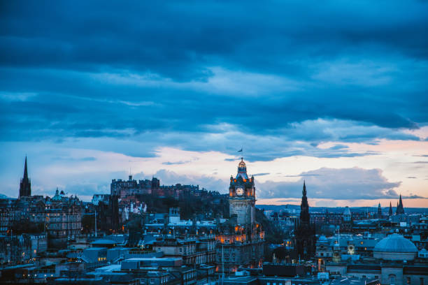 Panoramic view of Edinburgh from Calton hill.