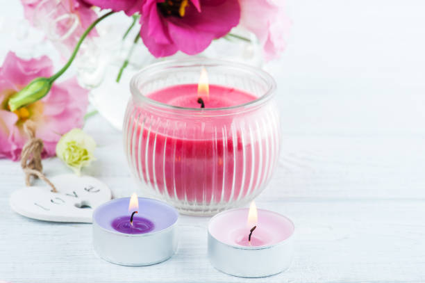istock Pink red eustoma flowers and heart 833286970