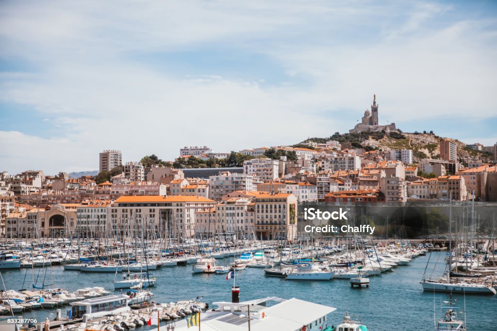 Marseille Panoramic view of Marseille,France Harbor Stock Photo
