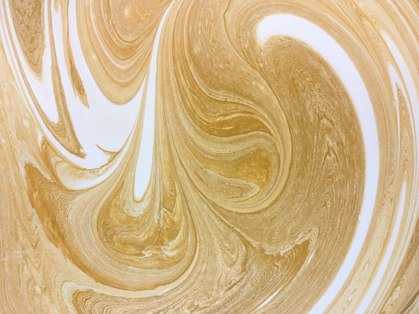 Mixed paint background white and yellow color. Abstract brown backdrop with curls