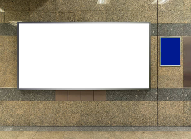 istock Big blank poster light on the wall 833310150