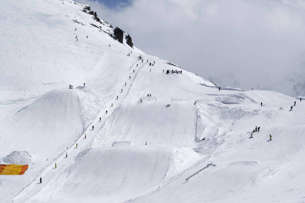 istock Snowboard park at ski resort 833313576