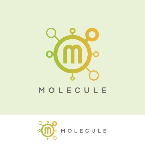 molecule initial Letter M icon design icon template with molecule element nervous tissue stock illustrations