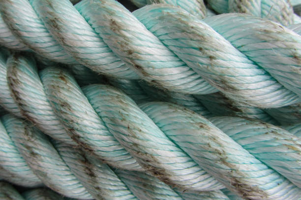 istock Light-blue sea hemp rope, background, close-up 833315352