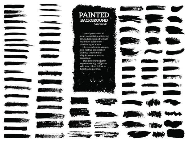 malowane grunge paski zestaw. - brush stroke illustrations stock illustrations
