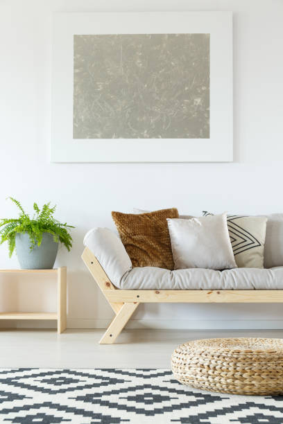 istock Beige couch, wood and fern 833321978
