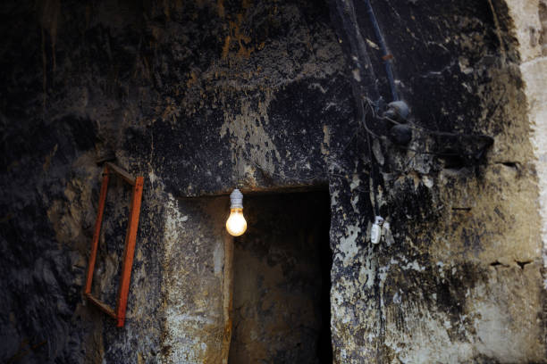 istock Lamp in abandoned house. Horizontal photo 833327496