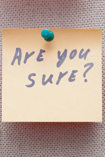 istock Adhesive note with Are you sure text on a label 833327738