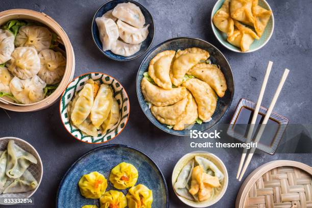 Dim Sum Assorted Stock Photo - Download Image Now - Dumpling, High Angle View, Dim Sum