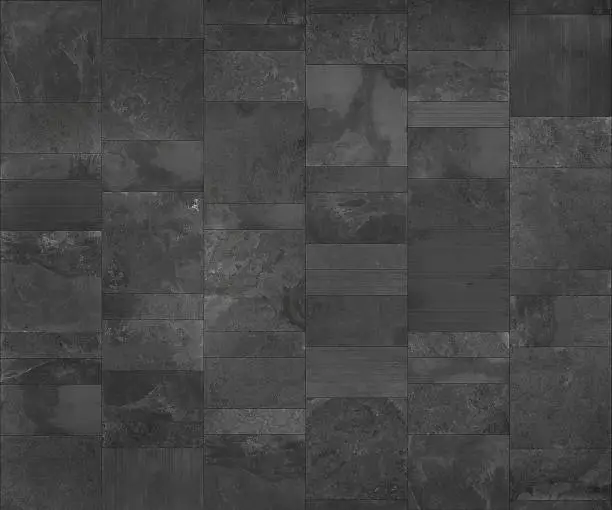 Photo of Slate tile ceramic, seamless texture dark gray map for 3d graphics