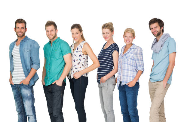 istock casual happy people standing with hands in pockets 833340850