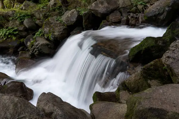 Ötztal Valley mountain river. Stuibenfall Waterfall. Österreich, Niederthai, Oetz, Austria, Europe