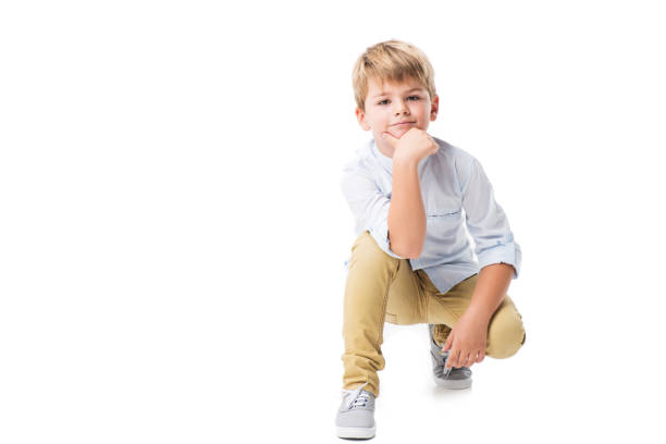 A 6 years Child boy on studio white background