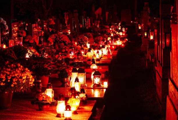 istock Night Cemetery at All Saints' Day in Slovakia. 833366190