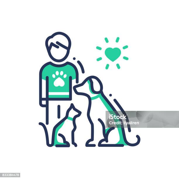 Help Animaux Icône Unique De La Ligne De Design Modern Vector Vecteurs libres de droits et plus d'images vectorielles de Chien