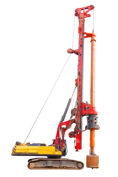 Bored Pile machine isolated over white background with clipping path