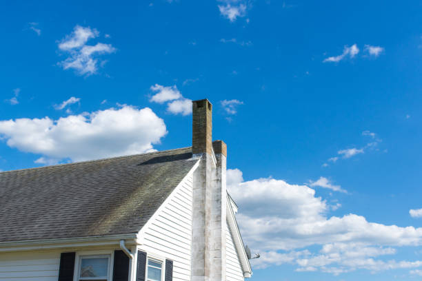 Roof house and blue sky background stock photo