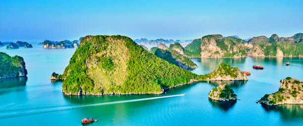 istock beautiful green limestone mountains in halon bay 833412122