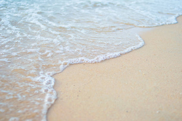 istock sea water waves with bubbles on sand beach 833416684