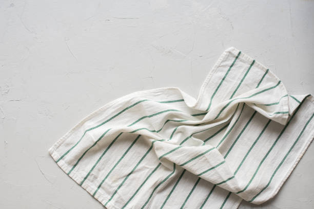 istock Grey Table Striped Crumpled Napkin Top View 833421336