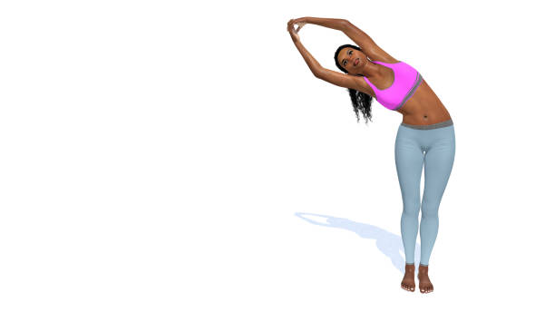 istock African woman in half moon yoga pose on white background 833434816
