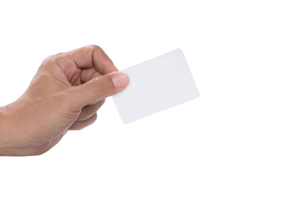 istock Hand holding white blank credit card ,isolated white background,copy space. 833466304