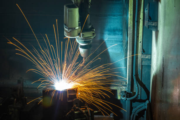 istock welding robot in Industrial automotive 833482456