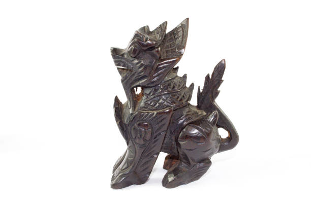 istock Chinese Dragon Dog Statue on White Background 833488456