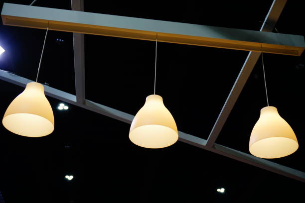 istock Modern white Metal Illuminated Lamps Hanging 833499076