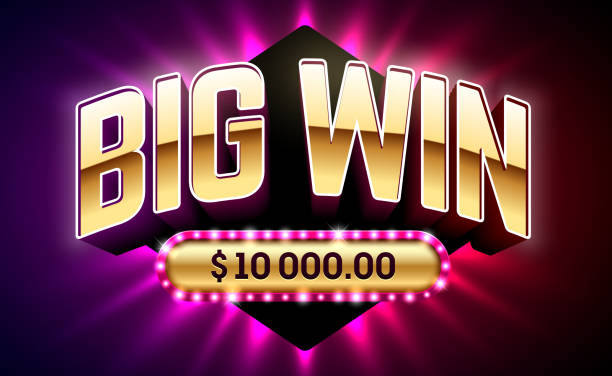 Big Win casino banner Big Win banner for gambling games such as poker, roulette, slot machines, cards and other casino games large stock illustrations