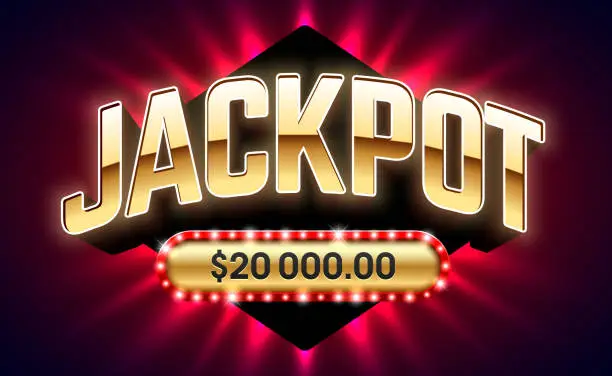 Vector illustration of Jackpot, gambling game bright banner with winning