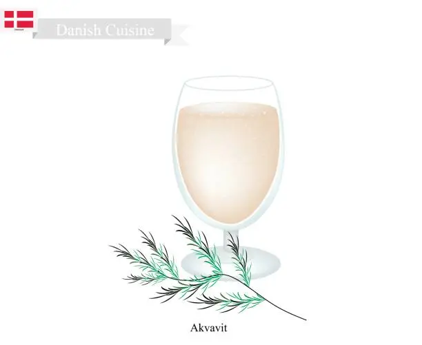 Vector illustration of Akvavit or Aquavit, A Traditional Dink in Denmark