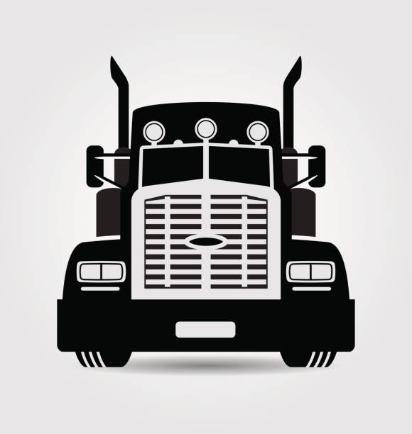 американский грузовик - вид спереди иллюстрации stock illustrations