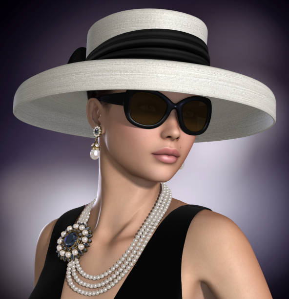 mulher bonita vestindo clássico glamour moda joias - pérola joias - fotografias e filmes do acervo