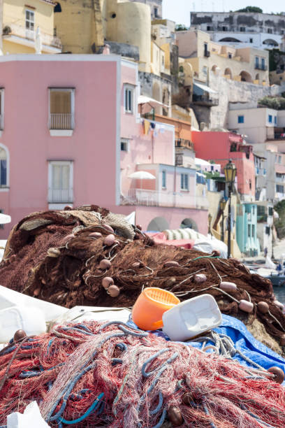 istock Colorful Fishing Nets in Procida 833533068