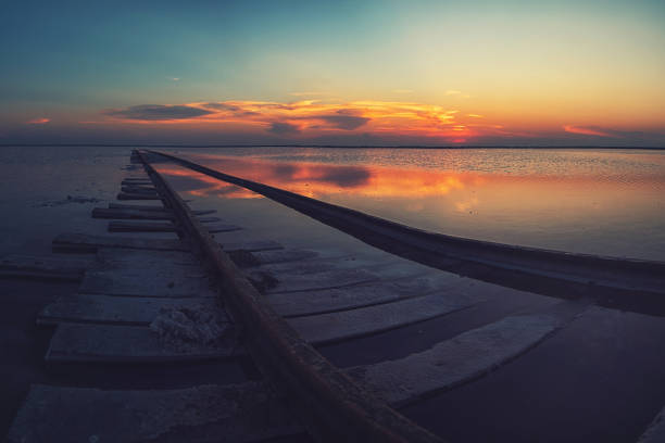 istock Beauty sunset on salty lake 833533330