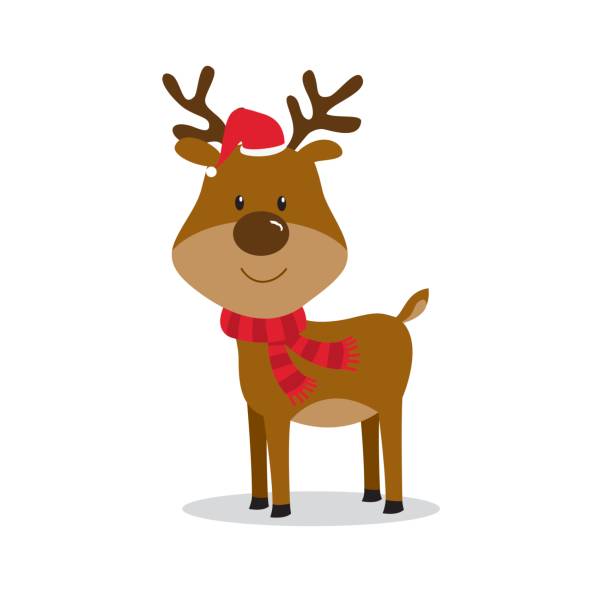 ilustraciones, imágenes clip art, dibujos animados e iconos de stock de linda navidad reno - reindeer