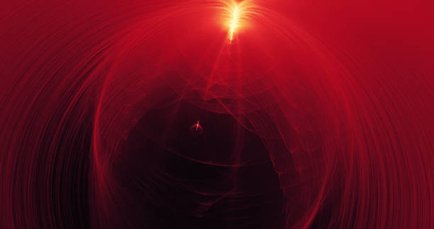 istock Red And Yellow Abstract Lines Curves Particles Background 833622300