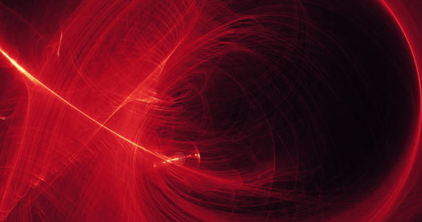 istock Red And Yellow Abstract Lines Curves Particles Background 833623750