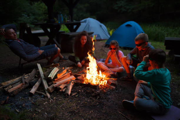 istock Happy family on camping 833628286