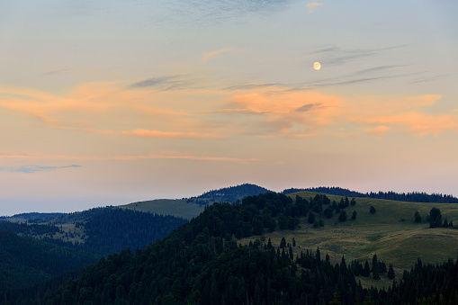 Moonrise in the Apuseni mountains of Transylvania