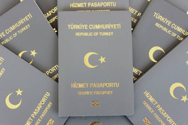 Turkish Service Passports stock photo