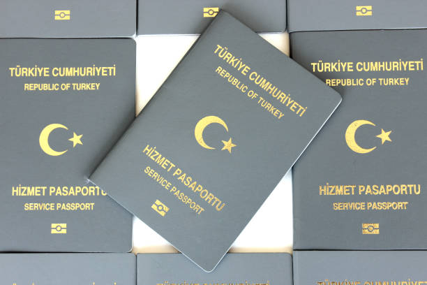 Turkish Service Passports stock photo