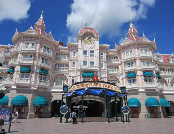 Paris,France,April 19th, 2017:Image of the entrance in Disneyland Park from Paris