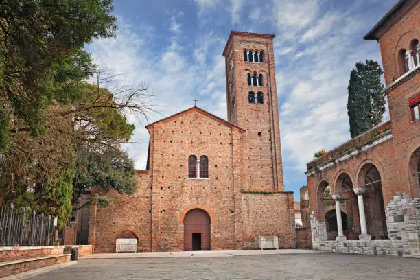 Ravenna, Emilia Romagna, Italy: the medieval St. Francis (San Francesco) basilica where the poet Dante Alighieri is buried in a tomb annexed to the church