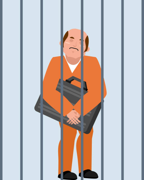 istock grafter in prison. bribe taker is arrested. boss is behind bars. financial criminal. Suitcase of money 833709788