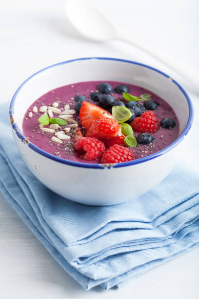 istock healthy berry smoothie bowl with strawberry blueberry raspberry and chia seed 833723336