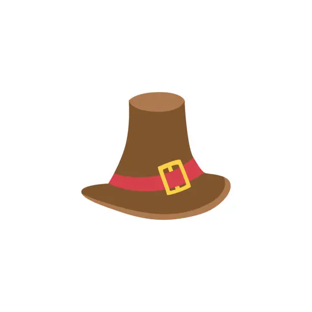 Vector illustration of Vector pilgrim hat flat illustration isolated