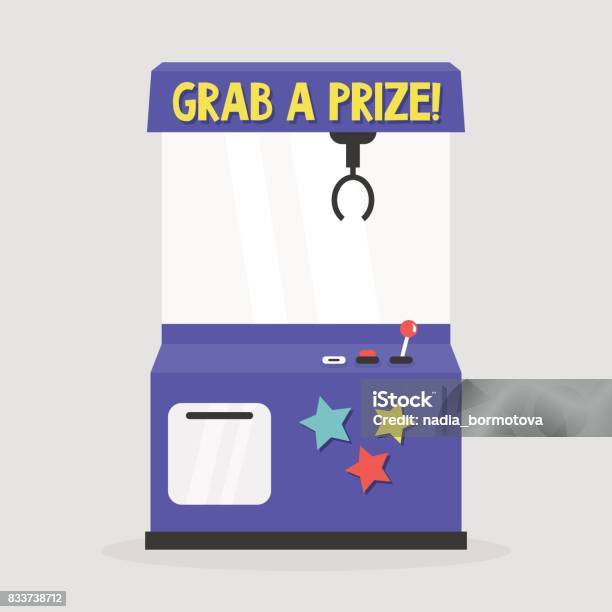 Grab A Prize Toy Grabber Onearmed Bandit Slot Machine Flat Editable Vector Illustration Clip Art Stock Illustration - Download Image Now